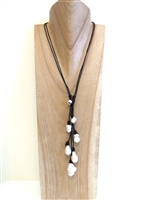 13009 Pearl with Leather Cord Necklace