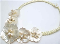 20656 MOP 5 flowers Combo with Single Pearl Necklace