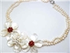 20658 MOP 3 flowers Combo with Pearl Necklace