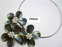 20670-10 Abalone 3 Flowers Pendant w/Cable Necklace