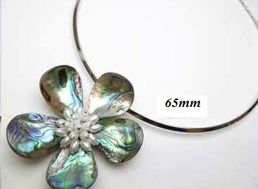 20670-13-14 Abalone 1 Flower Pendant w/Cable Necklace