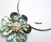20670-15 Abalone 1 Flower Pendant w/Cable Necklace