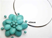 20670-21 Turquoise 1 flowers pendant with Cable Necklace