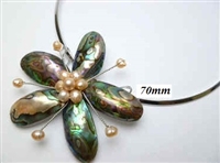 20670-23 Abalone 1 Flower Pendant w/Cable Necklace