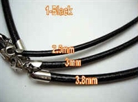 20702 3mm Leather necklace with silver claps 16", 18" & 20"