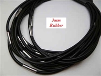 20746 3mm Rubber Leather Necklace w/316L 16", 18" 20"