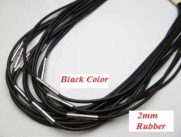 20760 2mm Rubber Leather Necklace w/316L 16", 18" 20"
