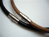 20765 6mm Leather Necklace with Twist Clap 18", 20"