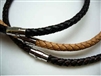 20767 6mm Braid Leather Necklace with 316L Twist Claps 18", 20"