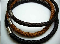 20769 10mm Braid Leather Necklace with 316L Twist Claps 18", 20"