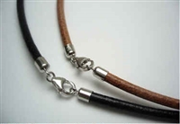 20784 2.5mm Leather necklace with solid silver claps 16", 18" & 20"