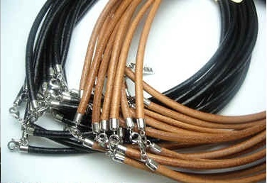 20785 3mm Leather necklace with solid silver claps 16", 18" & 20"