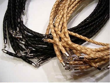 20787 3mm Braid Leather necklace with solid silver claps 16", 18" & 20"