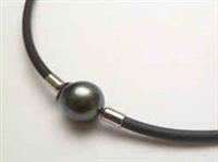 20790 3mm Rubber Necklace w/10mm Fresh Water Pearl Pendant