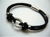 20814 Leather Bracelet with Stainless Steel Claps