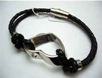 20815 Leather Bracelet with Stainless Steel Claps