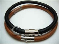 20831 Leather Bracelet with Stainless Steel Claps