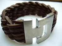 20833 Leather Bracelet with Stainless Steel Claps
