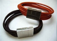 20835 Leather Bracelet with Stainless Steel Claps