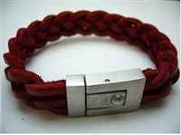 20836 Leather Bracelet with Stainless Steel Claps