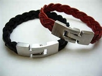 20838 Leather Bracelet with Stainless Steel Claps