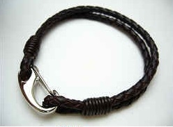 20845 Leather Bracelet with Stainless Steel Claps