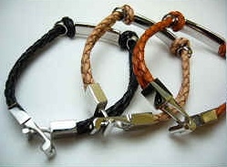 20850 Leather Bracelet with Stainless Steel Claps