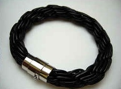 20852 Leather Bracelet with Stainless Steel Claps