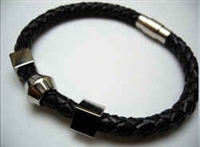 20864 Leather Bracelet with Stainless Steel Claps