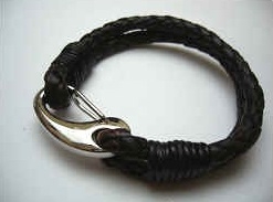 20868 Leather Bracelet with Stainless Steel Claps