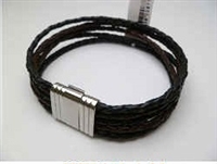 20877 Leather Bracelet with Stainless Steel Claps