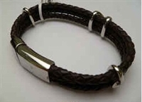 20885 Leather Bracelet with Stainless Steel Claps