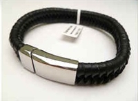 20893 Leather Bracelet with Stainless Steel Claps