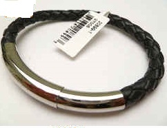 20899 Leather Bracelet with Stainless Steel Claps
