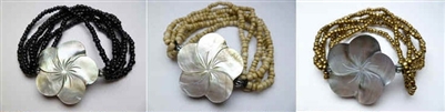 22478-5 Sea Shell Flower Pendant w/Sea Beads Bracelet