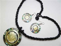 30391-21 Sea Shell Pendant w/Sea Beads Necklace & Earring Set