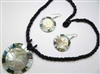 30391-5 Sea Shell Pendant w/Sea Beads Necklace& Earring Set