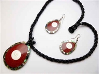 30391-7 Sea Shell Pendant w/Sea Beads Necklace& Earring Set