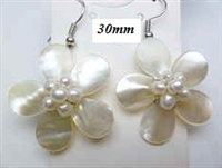 33323-1 30mm MOP Flower with Pearls Earring