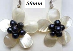 33323-50 50mm MOP Flower with Pearls Earring