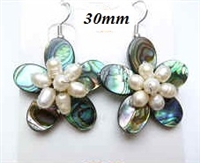 33325 30mm Abalone Flower w/Pearls Earring