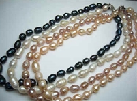 38018 9-10mm Rice Shape Fresh Water Pear Necklace 18"