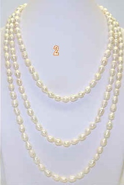 38032 7-8mm Rice Fresh Water Pearl Necklace 64"