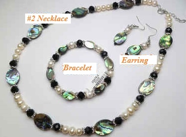 38056 Oval Abalone Shell w/fresh Water Pearl Collection Set