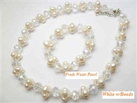 38074Set Fresh Water Pear Necklace w/Bracelet Set