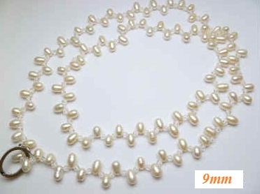 38077 9mm Fresh Water Pear Necklace 36"