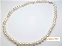 38078-8 8mm Fresh Water Pear Necklace 18"