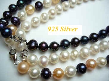 38401 7-8mm Round Fresh Water Pearl w/925 9mm Lobster