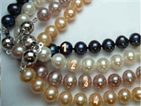 38403 8-9mm Potato Fresh Water Pearl w/925 8mm Silver Ball Claps