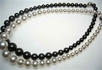 38409 8-12mm Graduation MOP Shell pearl Necklace 18" w/925 Silver Claps